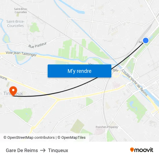 Gare De Reims to Tinqueux map