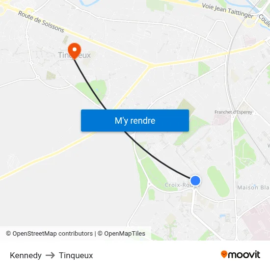 Kennedy to Tinqueux map