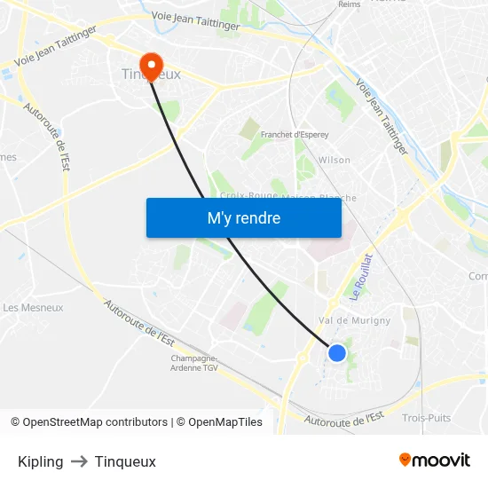 Kipling to Tinqueux map