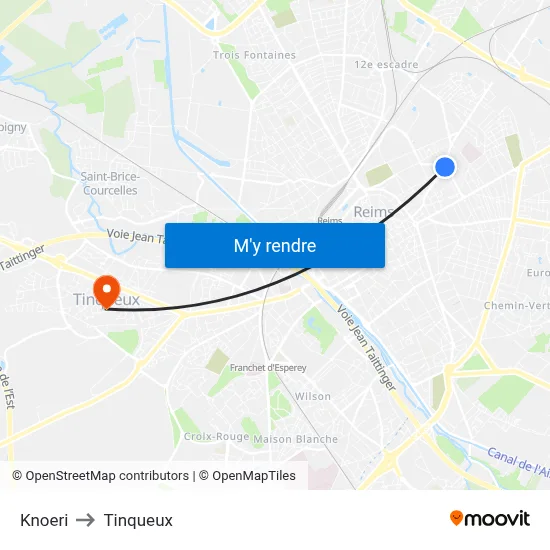 Knoeri to Tinqueux map