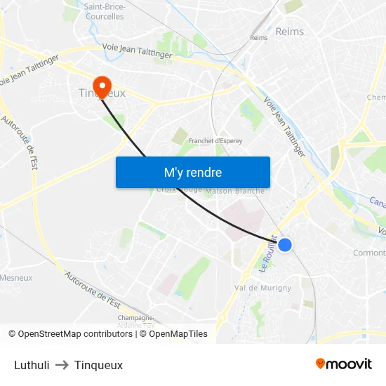 Luthuli to Tinqueux map