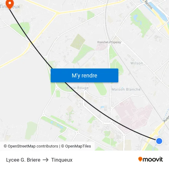 Lycee G. Briere to Tinqueux map