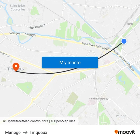 Manege to Tinqueux map