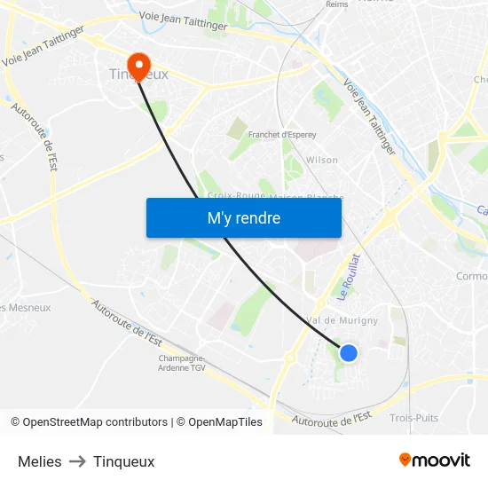 Melies to Tinqueux map
