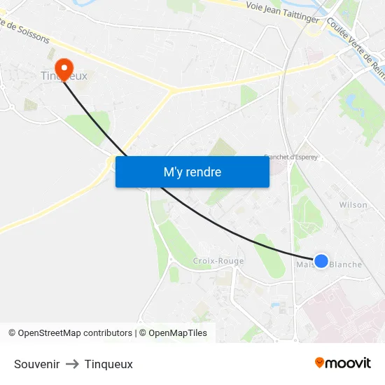 Souvenir to Tinqueux map