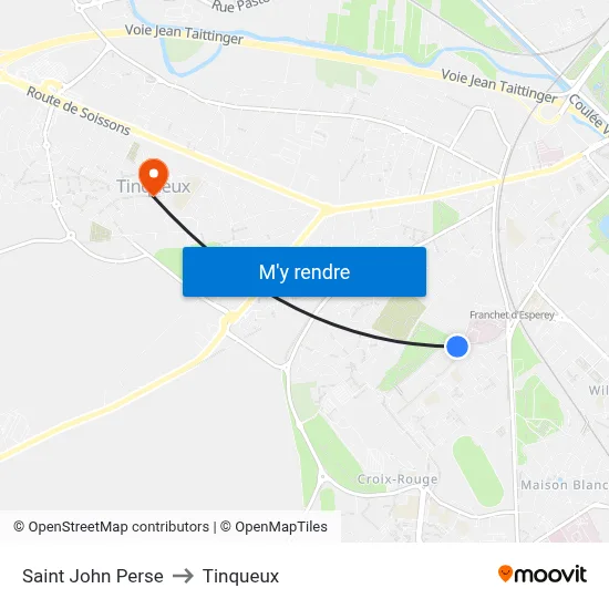Saint John Perse to Tinqueux map