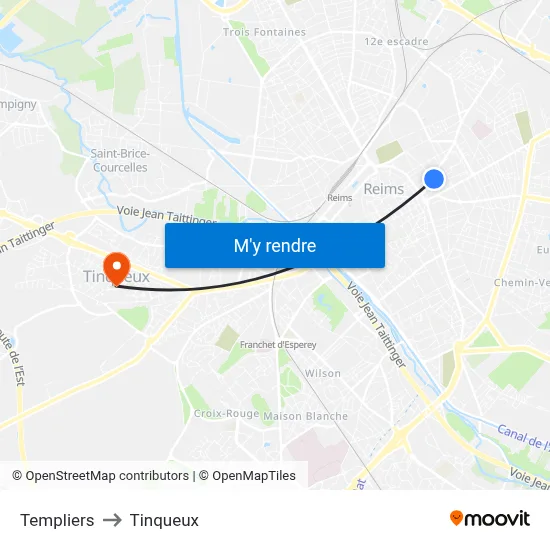 Templiers to Tinqueux map