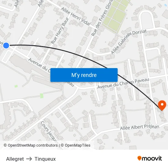 Allegret to Tinqueux map