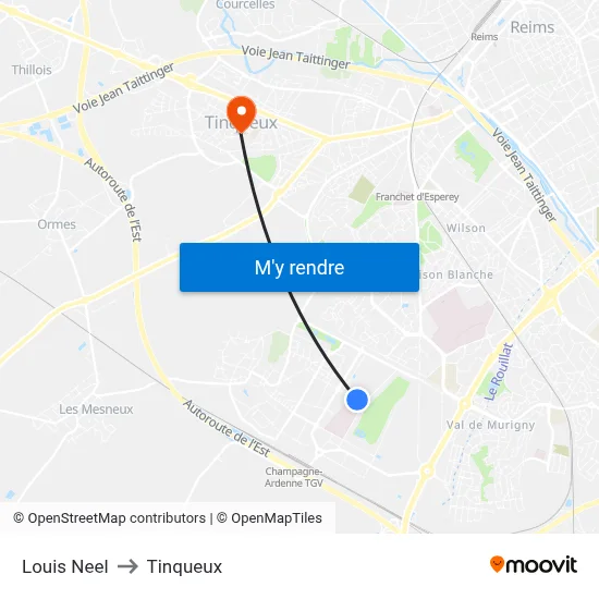 Louis Neel to Tinqueux map