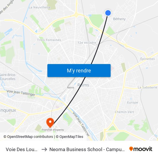 Voie Des Loups to Neoma Business School - Campus 2 map