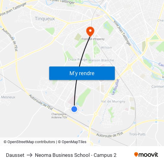 Dausset to Neoma Business School - Campus 2 map