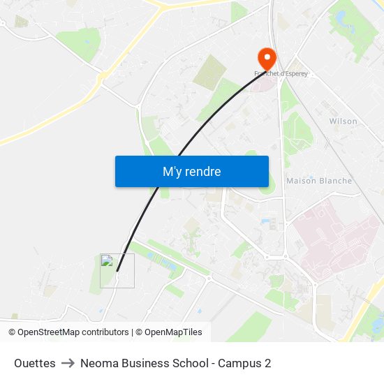 Ouettes to Neoma Business School - Campus 2 map