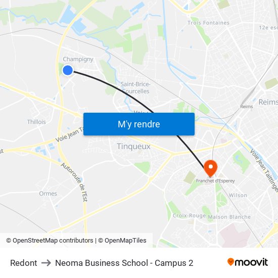 Redont to Neoma Business School - Campus 2 map