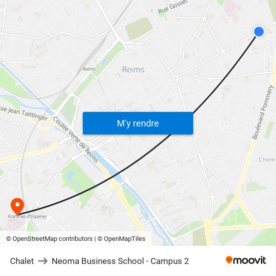 Chalet to Neoma Business School - Campus 2 map