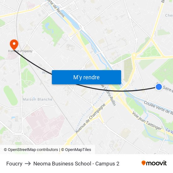 Foucry to Neoma Business School - Campus 2 map