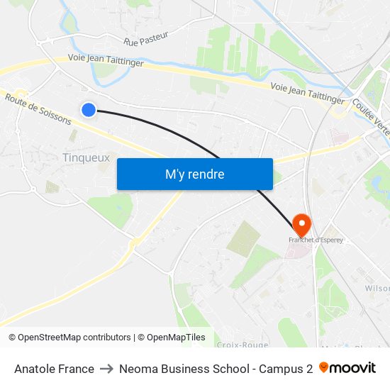 Anatole France to Neoma Business School - Campus 2 map