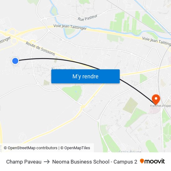 Champ Paveau to Neoma Business School - Campus 2 map