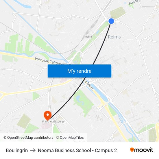 Boulingrin to Neoma Business School - Campus 2 map