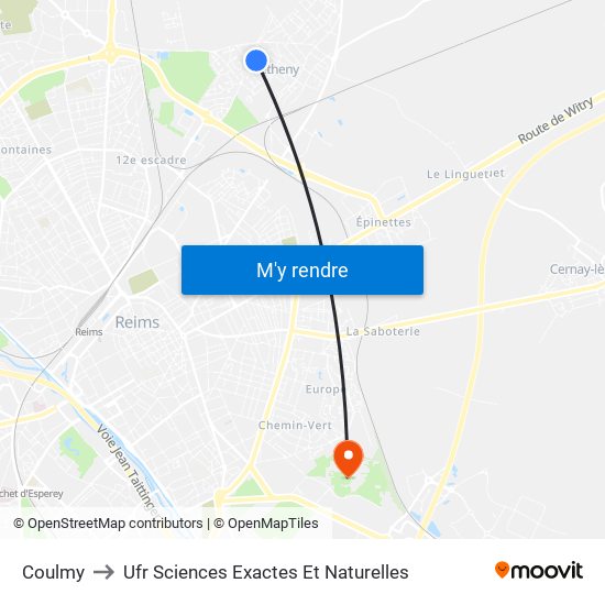 Coulmy to Ufr Sciences Exactes Et Naturelles map