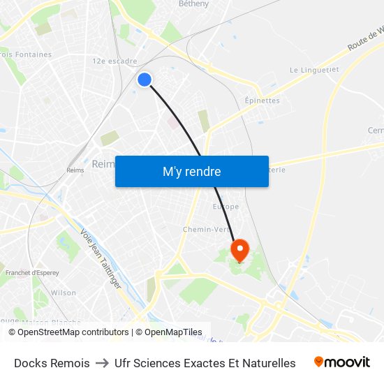 Docks Remois to Ufr Sciences Exactes Et Naturelles map