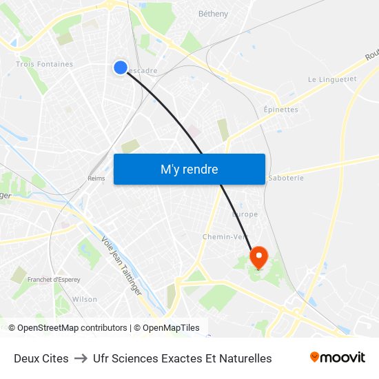 Deux Cites to Ufr Sciences Exactes Et Naturelles map