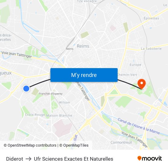 Diderot to Ufr Sciences Exactes Et Naturelles map