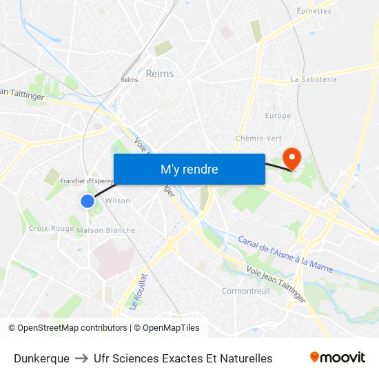 Dunkerque to Ufr Sciences Exactes Et Naturelles map