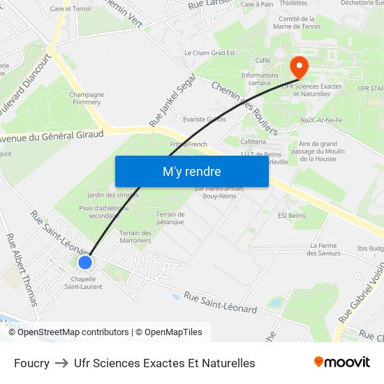 Foucry to Ufr Sciences Exactes Et Naturelles map