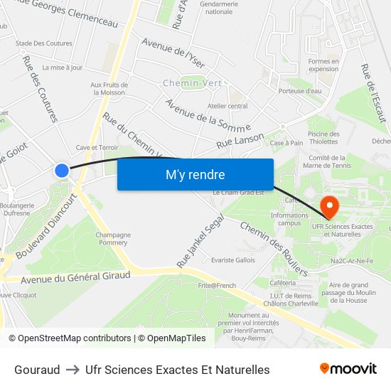 Gouraud to Ufr Sciences Exactes Et Naturelles map