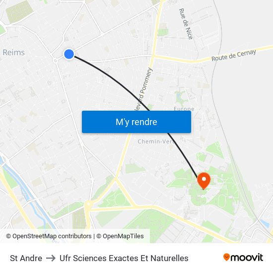 St Andre to Ufr Sciences Exactes Et Naturelles map