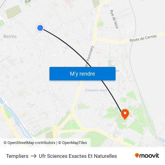 Templiers to Ufr Sciences Exactes Et Naturelles map