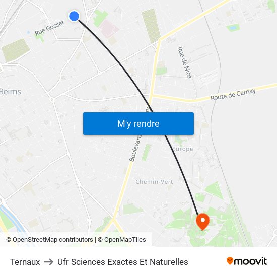 Ternaux to Ufr Sciences Exactes Et Naturelles map