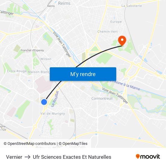 Vernier to Ufr Sciences Exactes Et Naturelles map