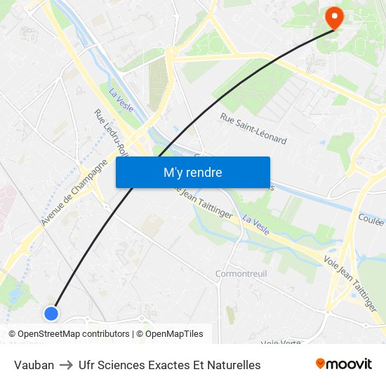 Vauban to Ufr Sciences Exactes Et Naturelles map