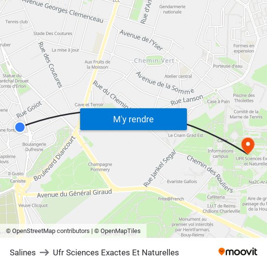 Salines to Ufr Sciences Exactes Et Naturelles map