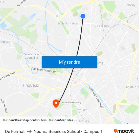 De Fermat to Neoma Business School - Campus 1 map