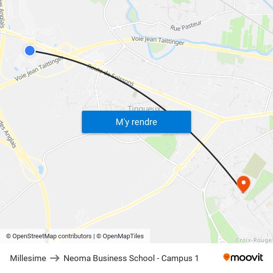 Millesime to Neoma Business School - Campus 1 map