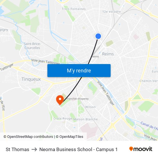 St Thomas to Neoma Business School - Campus 1 map