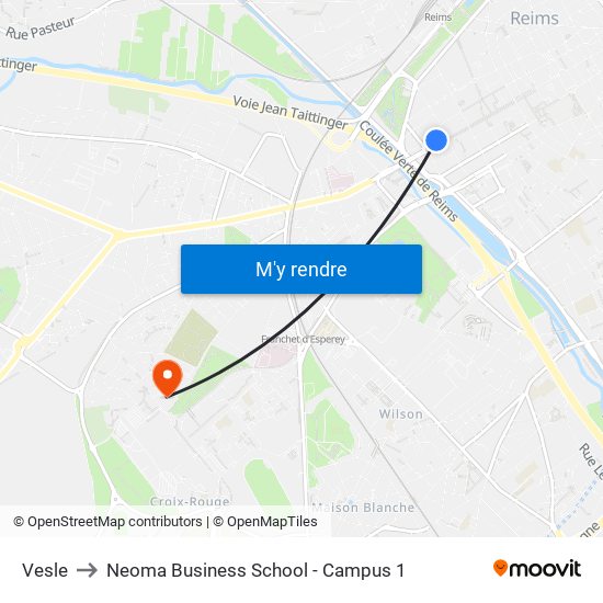 Vesle to Neoma Business School - Campus 1 map