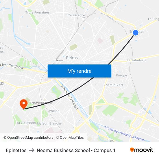 Epinettes to Neoma Business School - Campus 1 map