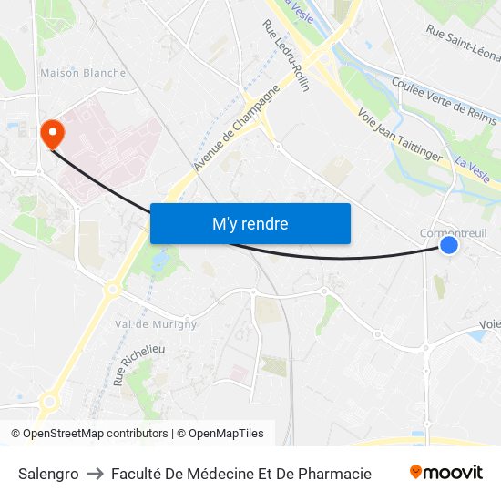 Salengro to Faculté De Médecine Et De Pharmacie map