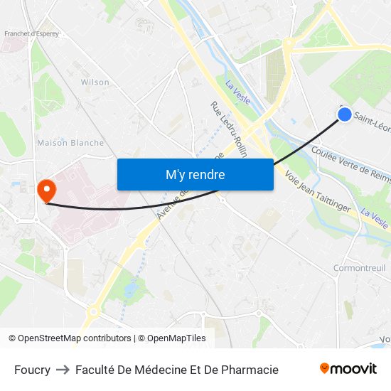 Foucry to Faculté De Médecine Et De Pharmacie map