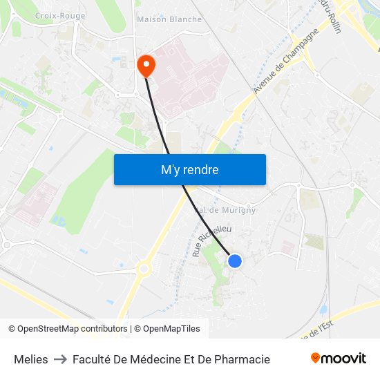 Melies to Faculté De Médecine Et De Pharmacie map