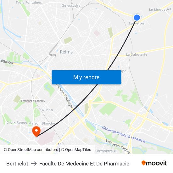 Berthelot to Faculté De Médecine Et De Pharmacie map