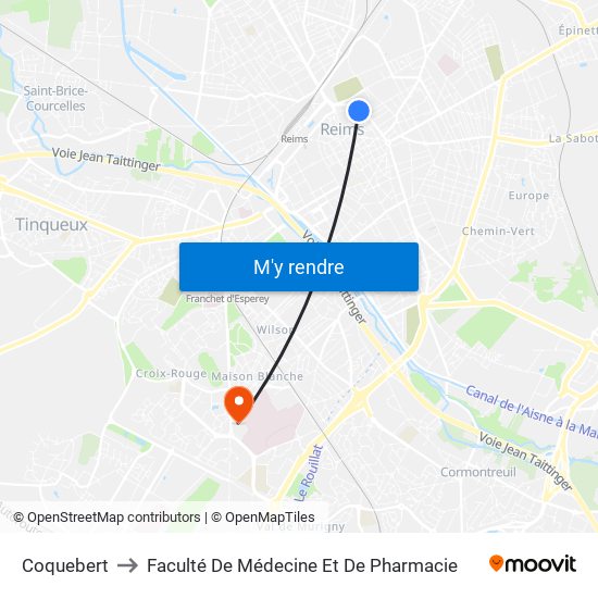 Coquebert to Faculté De Médecine Et De Pharmacie map