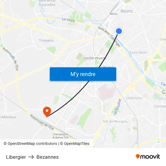 Libergier to Bezannes map
