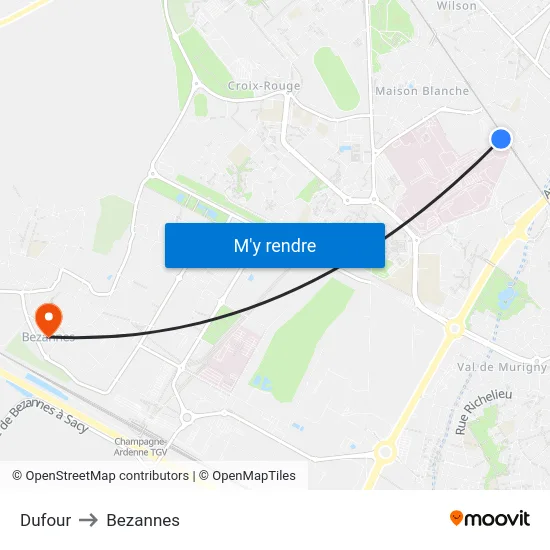 Dufour to Bezannes map