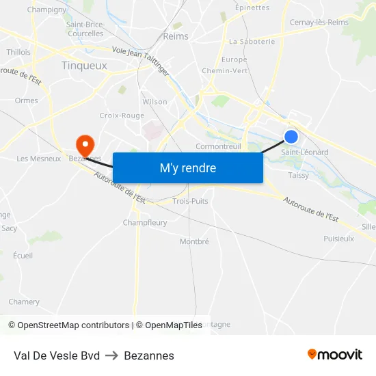 Val De Vesle Bvd to Bezannes map