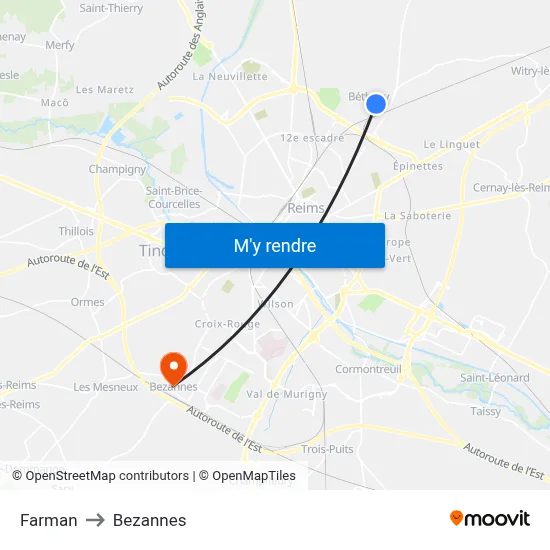 Farman to Bezannes map