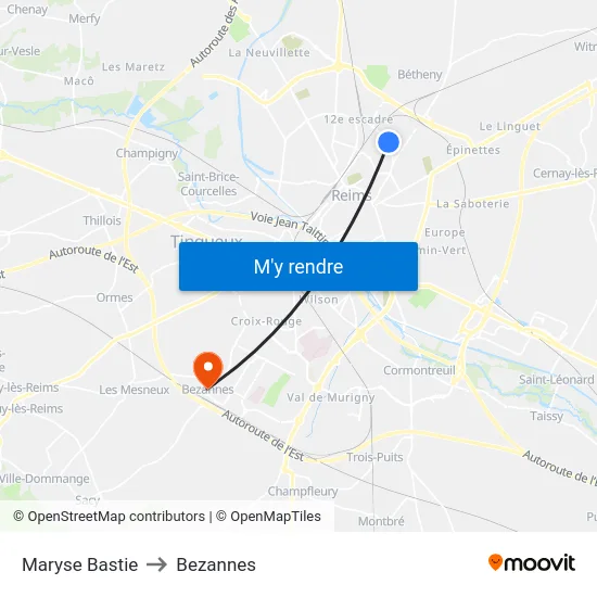 Maryse Bastie to Bezannes map